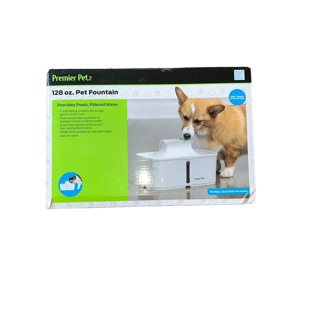 Premier Pet 128 oz Pet Drinking Fountain - for Dogs Cats Easy to Clean
